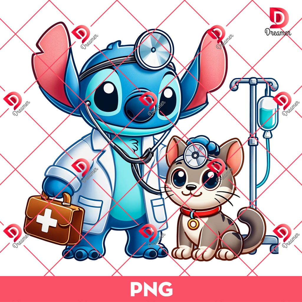 Stitch As A Veterinarian PNG, Stitch Caring For Animal Health PNG