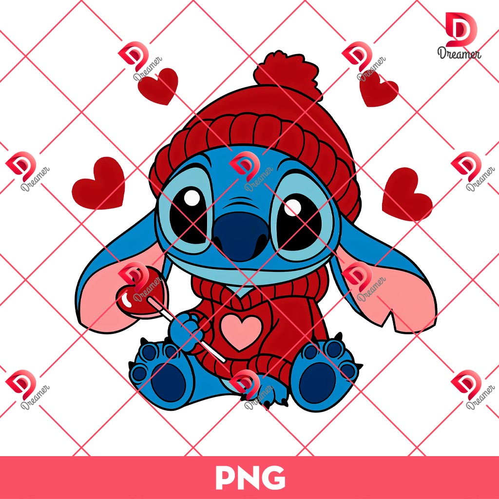 Stitch Candy Heart PNG, Disney Stitch Valentine PNG