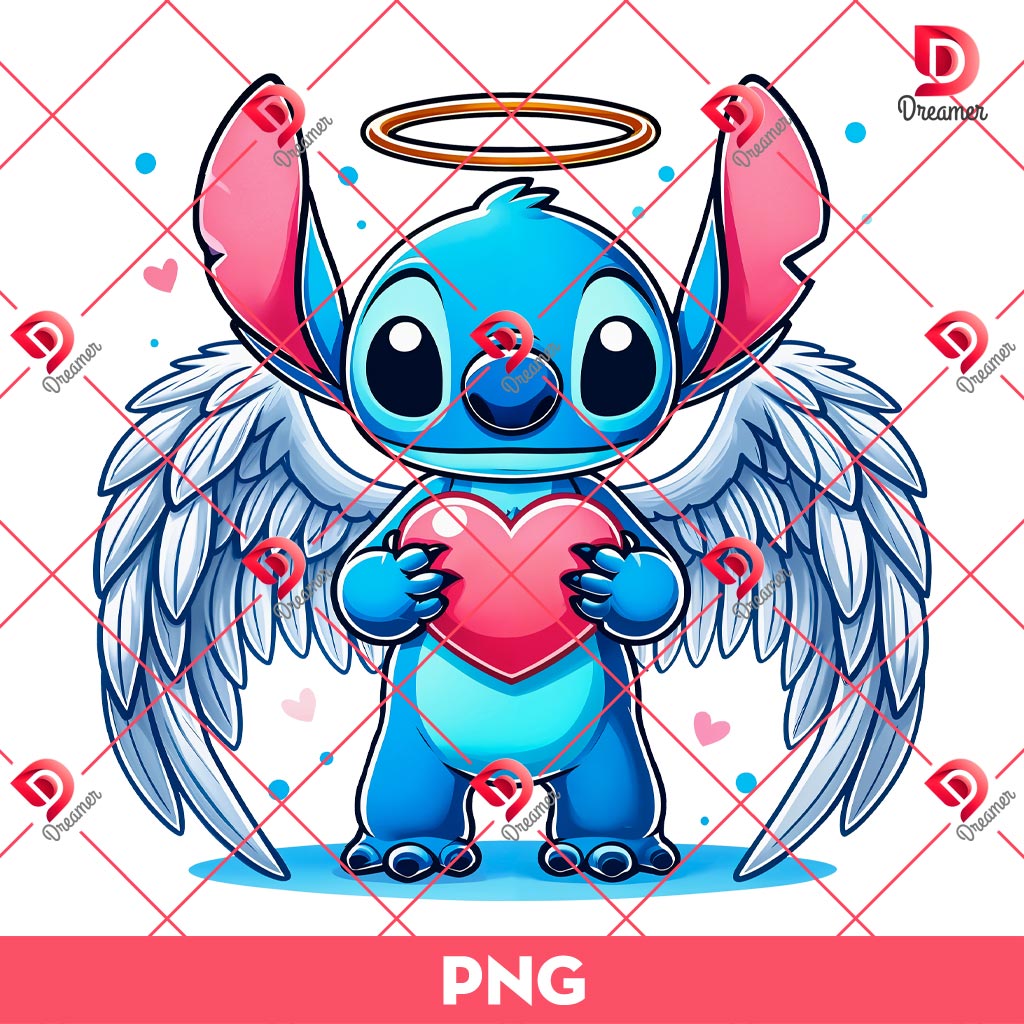 Stitch Cupid PNG, Stitch Angel PNG, Stitch Valentines Day PNG