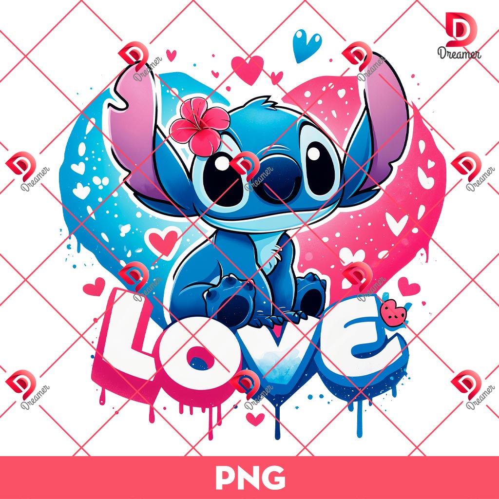 Stitch Love PNG, Valentines Day Disney Stitch PNG
