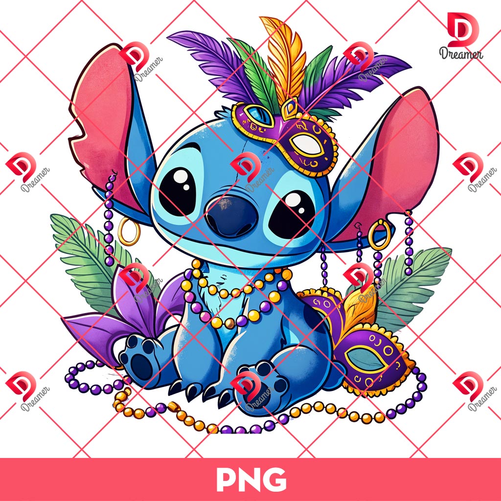 Stitch Mardi Gras PNG, Holiday Mardi Gras Vibes Disney Stitch PNG