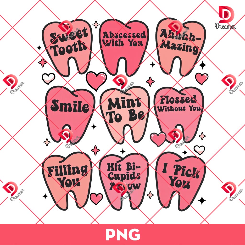 Sweet Tooth Valentine PNG, Valentines Day For Dentist PNG