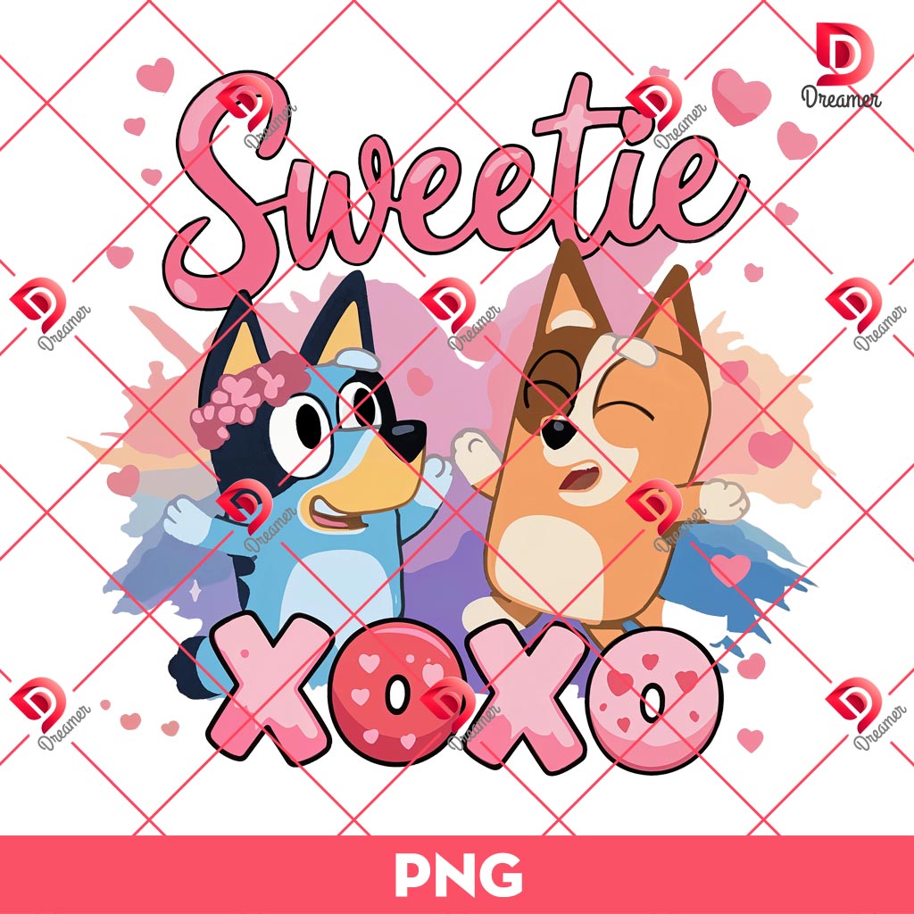 Sweetie XOXO Bluey And Bingo PNG, Bluey Valentine PNG