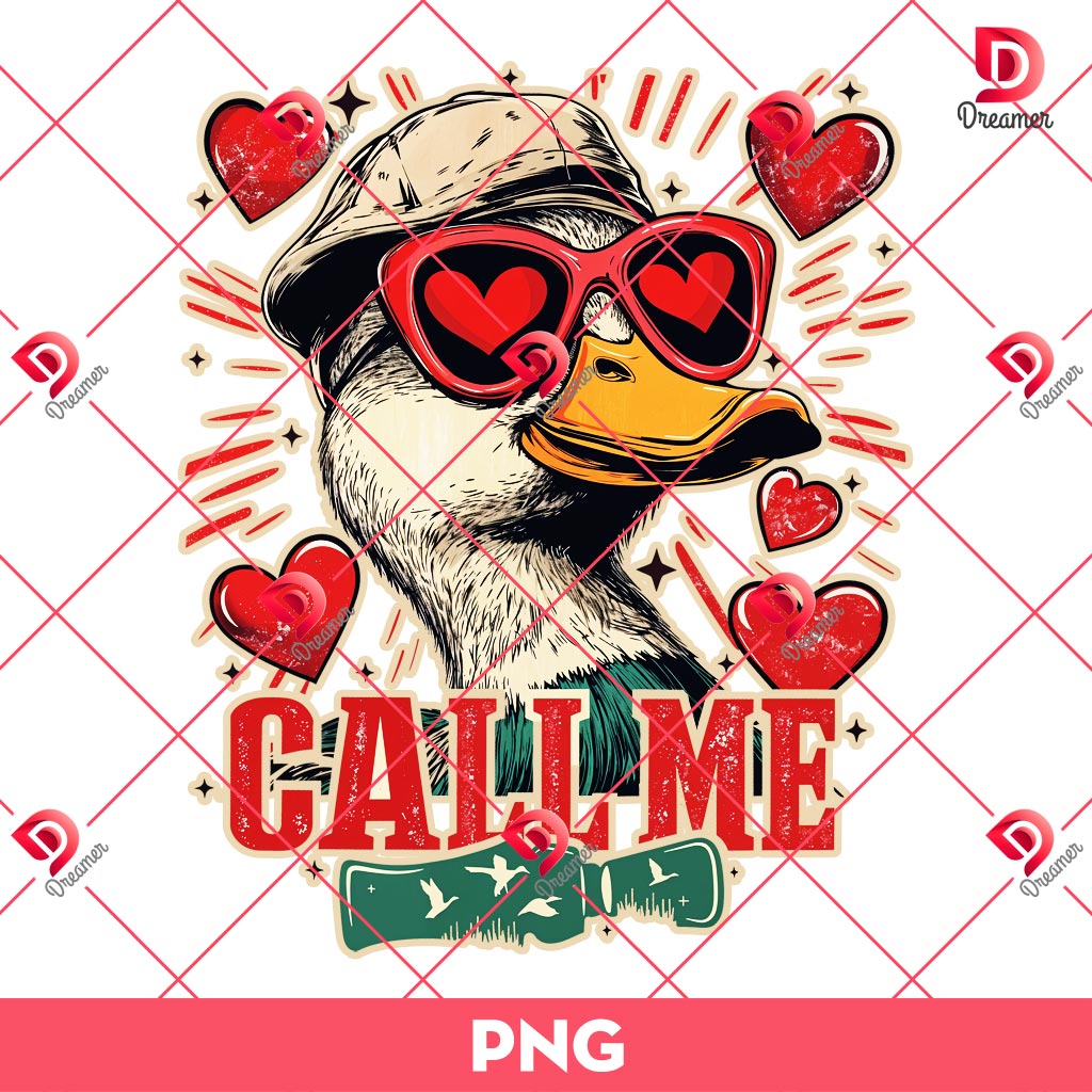 Valentine Duck Call Me PNG, Duck Hunting Valentines PNG
