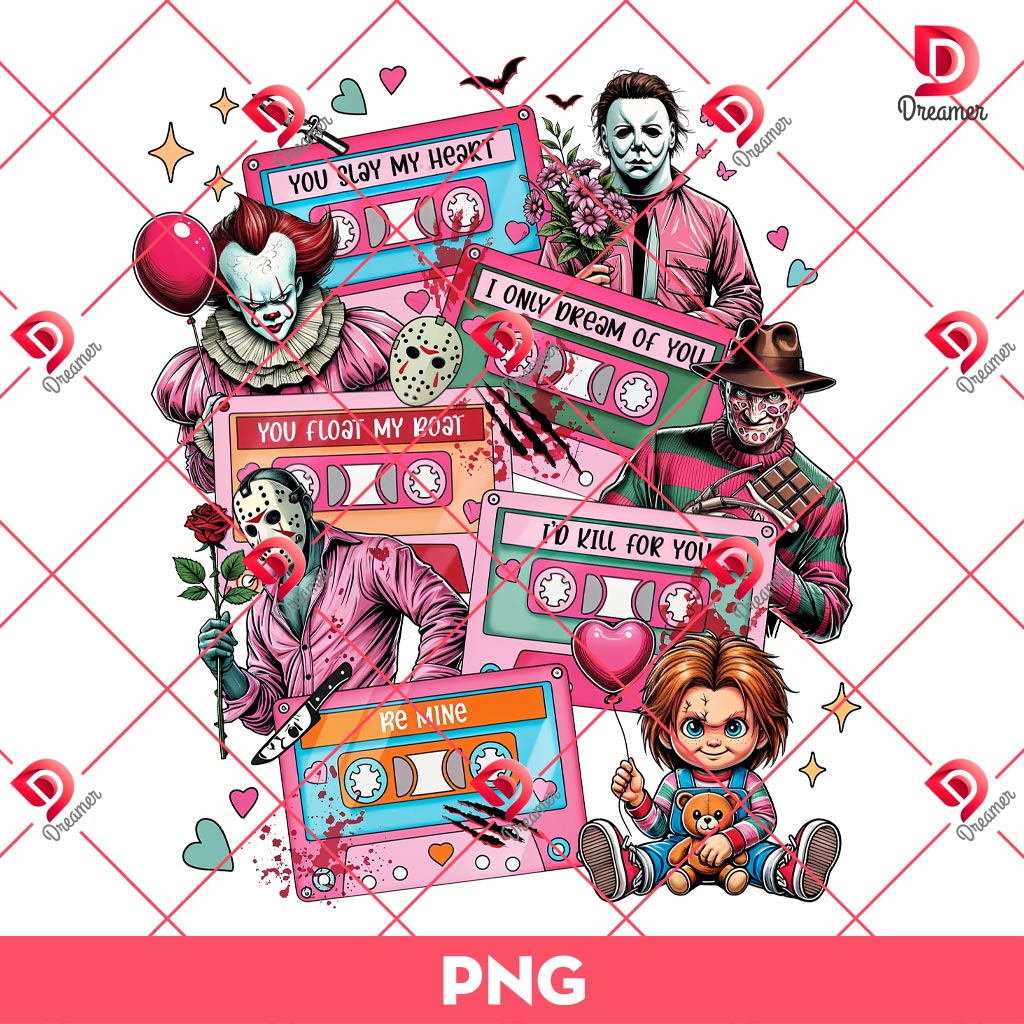 Valentine Horror Killers Png, Cassette Tapes Valentine Horror Png