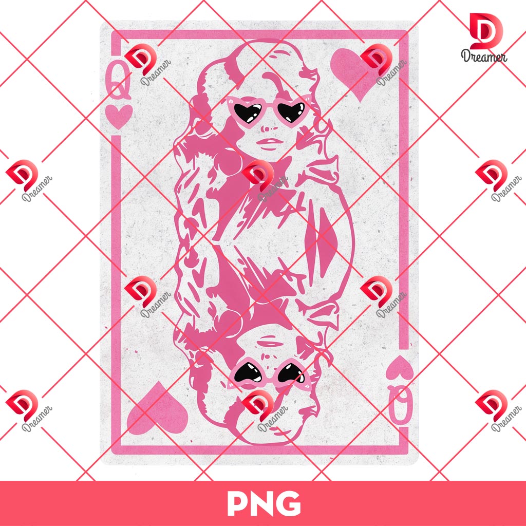 Valentine's Day Queen of Hearts Comfort Colors PNG, Cute Pink Dolly Valentine PNG