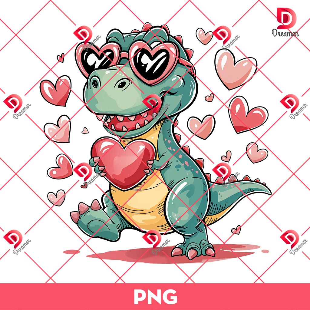 Valentine's Day T-Rex Png, Dino Love Png