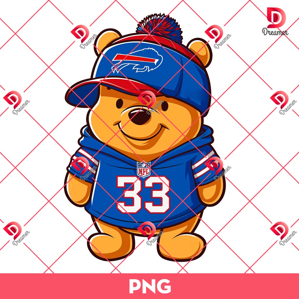 Winnie The Pooh Buffalo Bills PNG, NFL Football Bills Disney Pooh Bear PNG