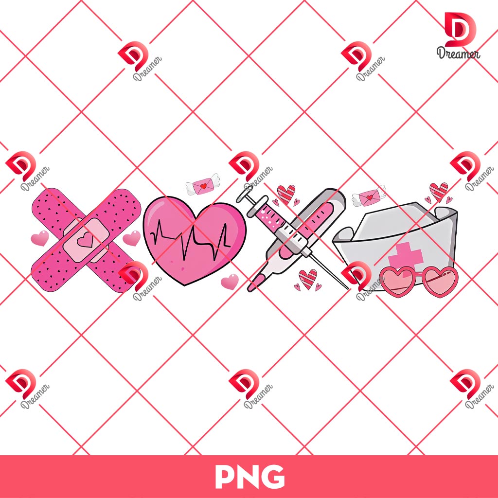 Xoxo Nurse Valentine PNG, Doctor Nurse Valentine's Day PNG