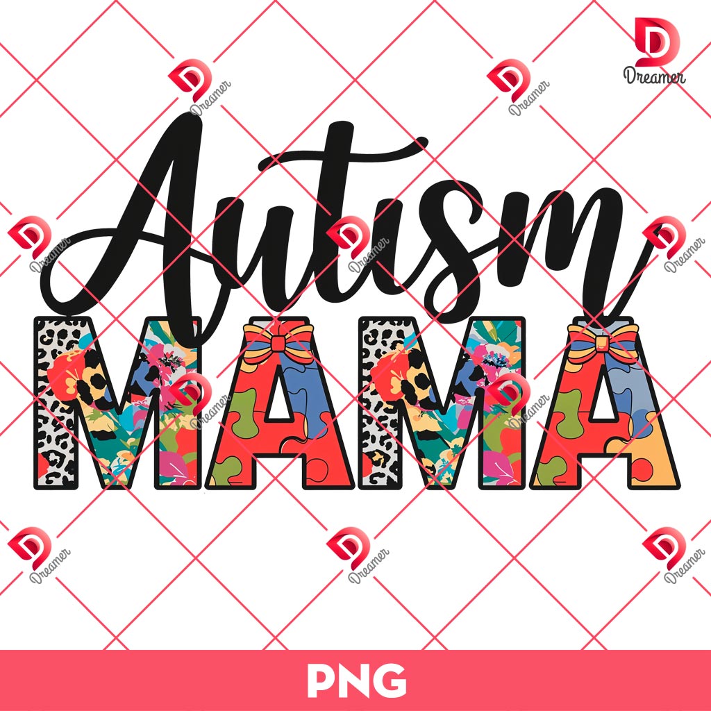 Autism Mama PNG, Colorful Floral Leopard Autims Mama PNG