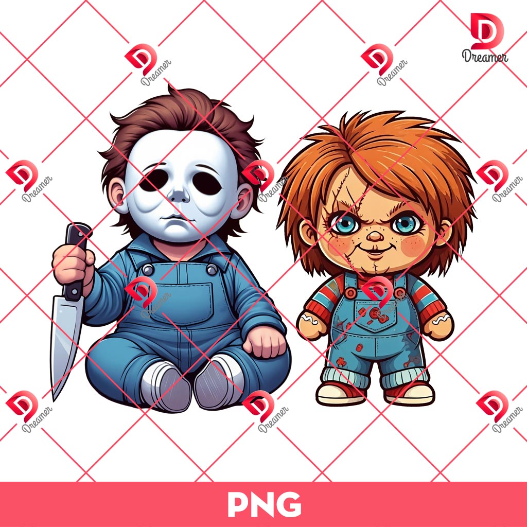 Baby Chucky And Michael Myers PNG, Baby Horror Characters PNG