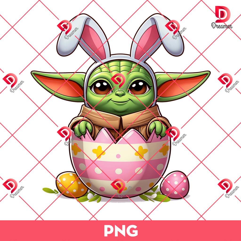 Baby Yoda Bunny Easter PNG, Star Wars Character Easter Eggs PNG