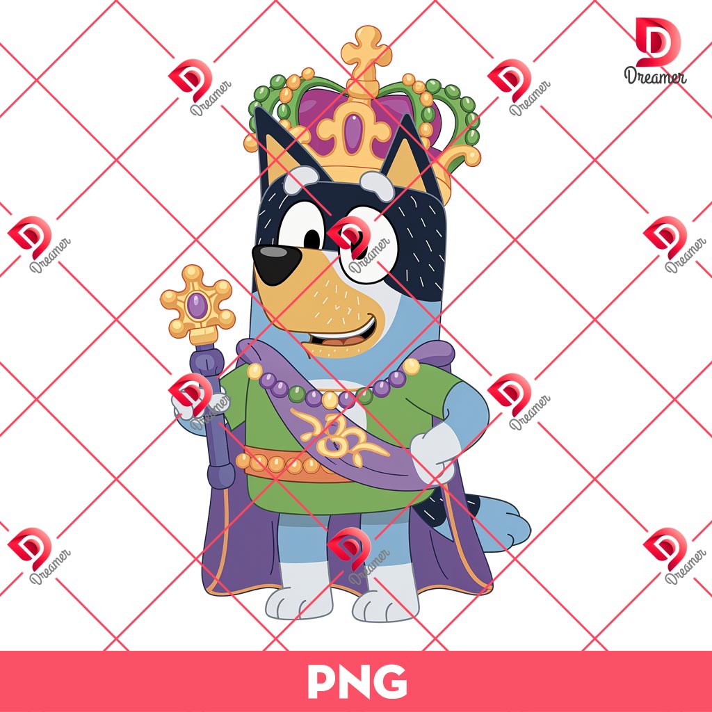 Bandit Heeler Mardi Gras PNG, Bluey Cartoon Character Mardi Gras PNG