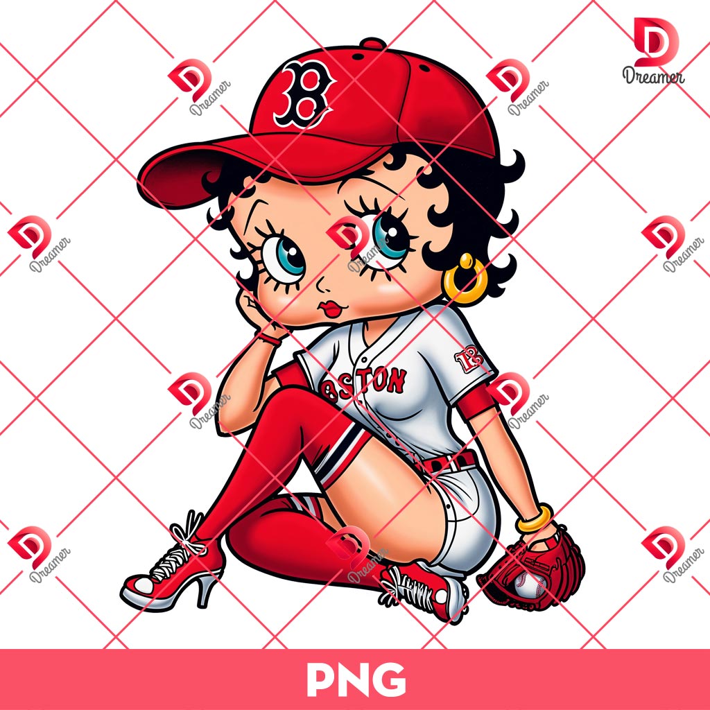 Betty Boop Boston Red Sox Baseball PNG, Betty Boop MLB Red Sox Sport PNG