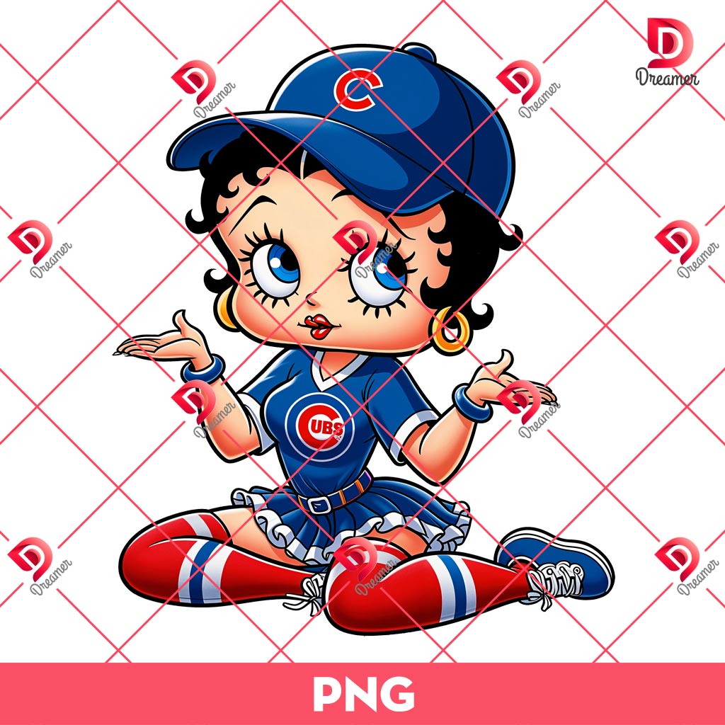 Betty Boop Chicago Cubs Baseball PNG, MLB Sport Betty Boop Cubs Team PNG