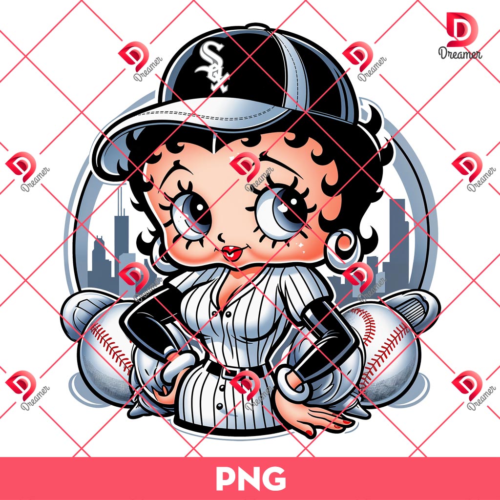 Betty Boop Chicago White Sox Baseball PNG, MLB Sport White Sox Betty Boop PNG