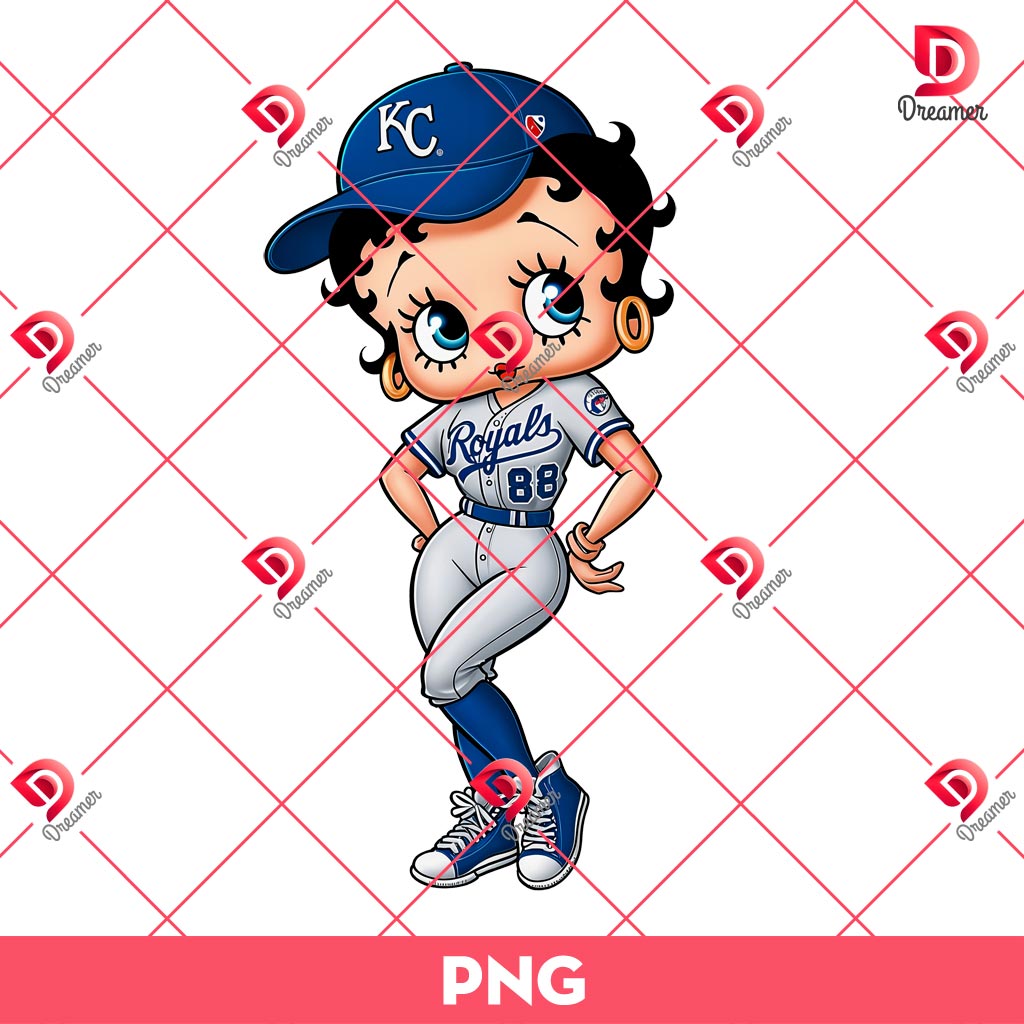 Betty Boop Kansas City Royals Baseball PNG, MLB Sport Royals Betty Boop PNG