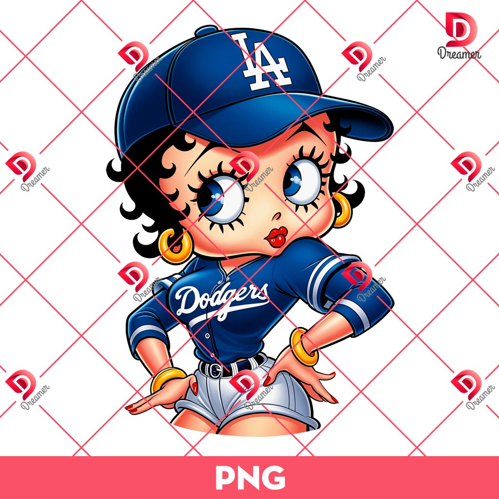 Betty Boop LA Dodgers Baseball PNG, MLB Sport Betty Boop PNG