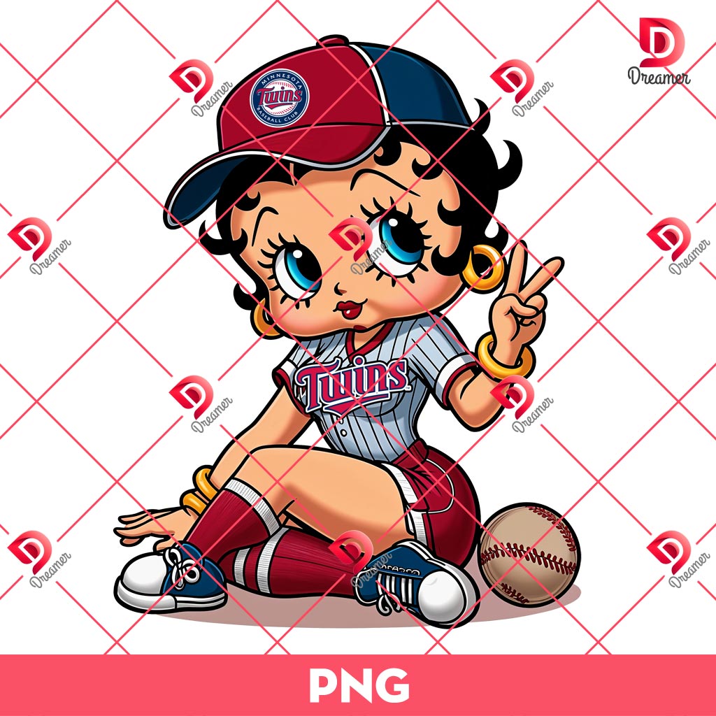 Betty Boop Minnesota Twins Baseball PNG, MLB Sport Betty Boop Twins PNG