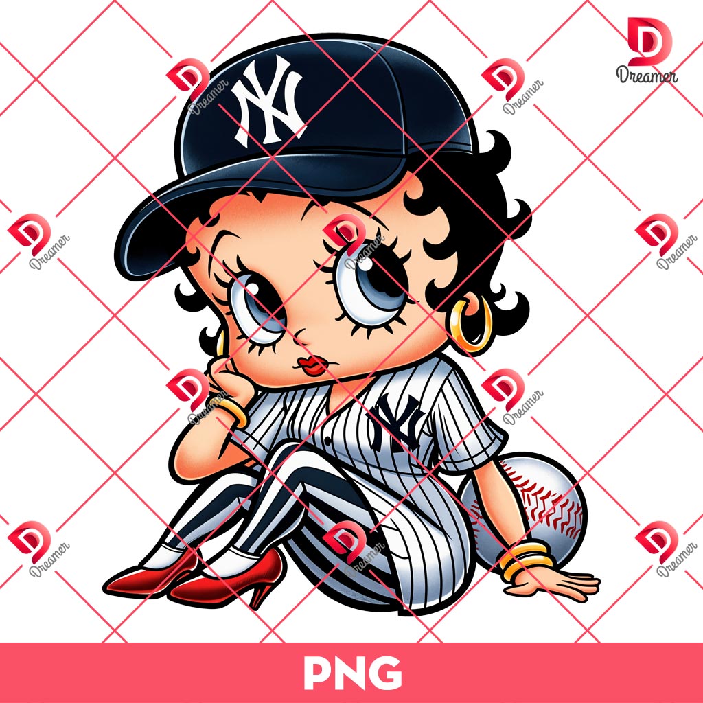 Betty Boop NY Yankees Baseball PNG, MLB Sport New York Yankees Betty Boop PNG