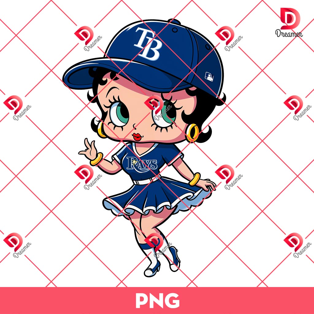 Betty Boop Tampa Bay Rays Baseball PNG, MLB Sport Betty Boop PNG