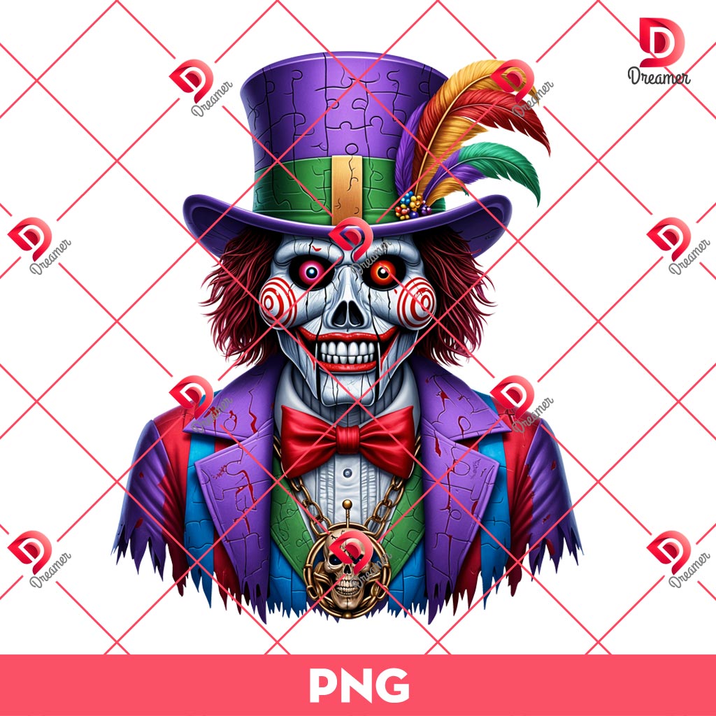 Billy The Puppet Mardi Gras PNG, Horror Character Jigsaw Billy Mardi Gras PNG