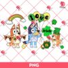 Bluey Bingo Peace Love Irish PNG, Lucky Shamrock Bluey Cartoon PNG, Bluey Friends St Patricks Day PNG