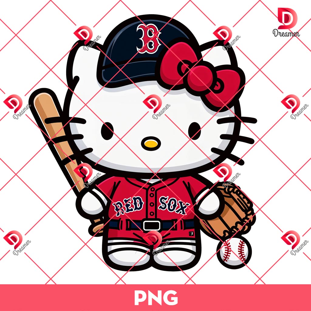 Boston Red Sox Hello Kitty PNG, MLB Sport Baseball Hello Kitty Red Sox PNG