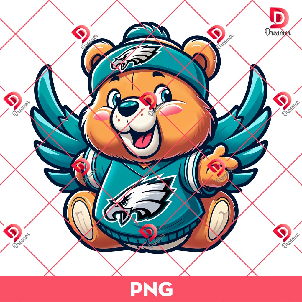 Care Bear Eagles Football PNG, Philadelphia Eagles NFL Cartoon Care Bear PNG