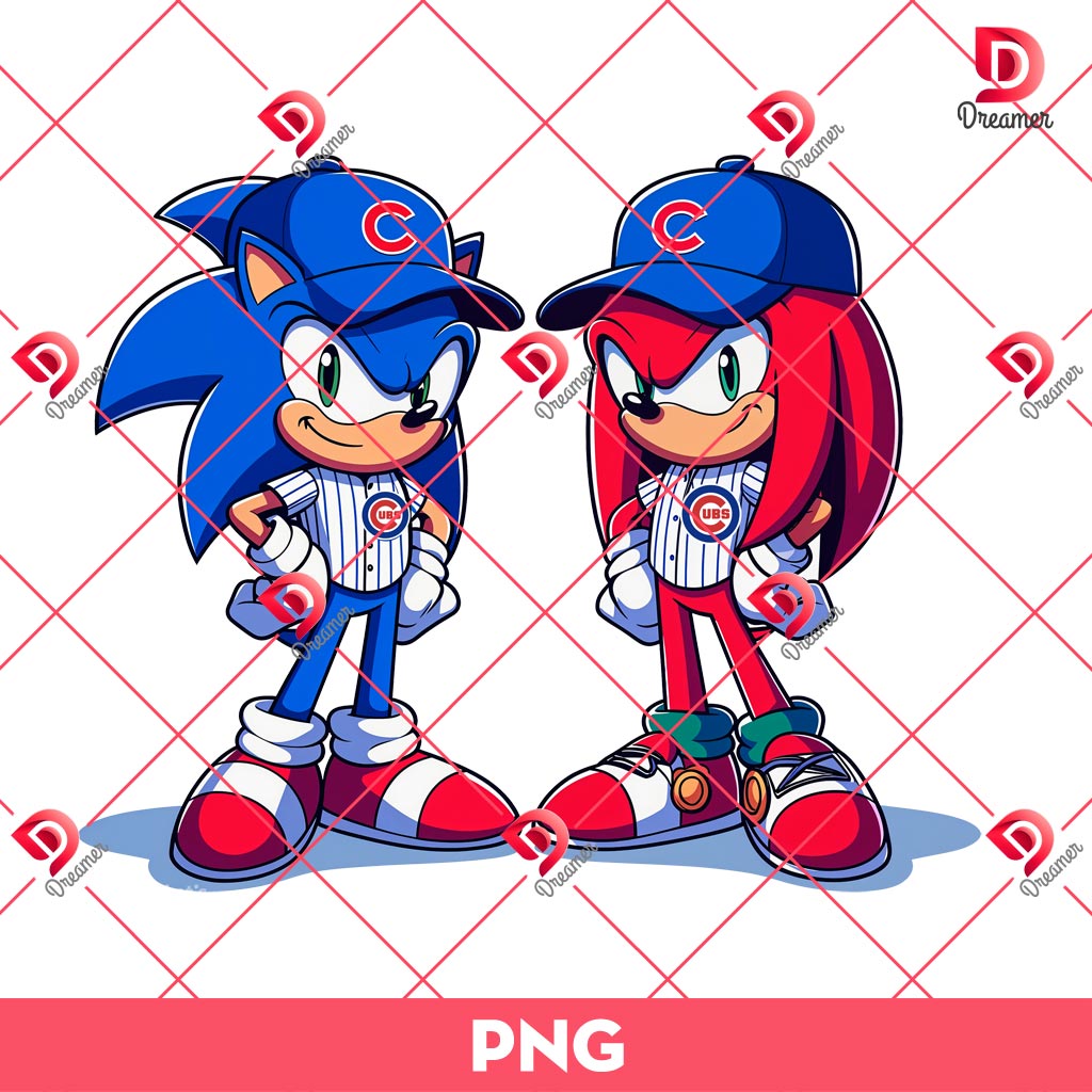 Chicago Cubs Sonic And Knuckles PNG, MLB Sport Sonic Knuckles PNG, Chicago Cubs Baseball Cartoon PNG