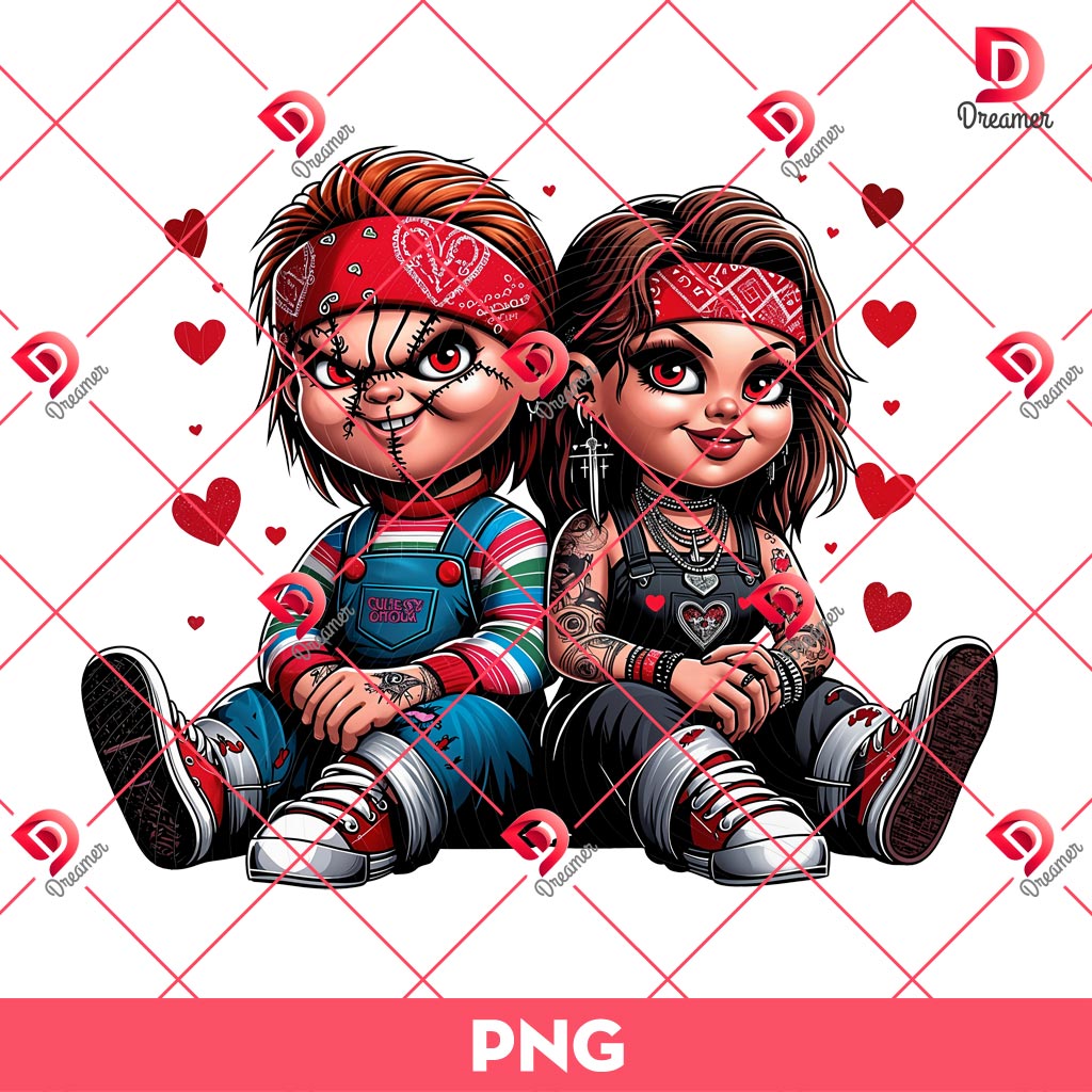 Chicano Chucky And Tiffany Valentine PNG, Mexicana Couple Horror Chucky Valentines Day PNG