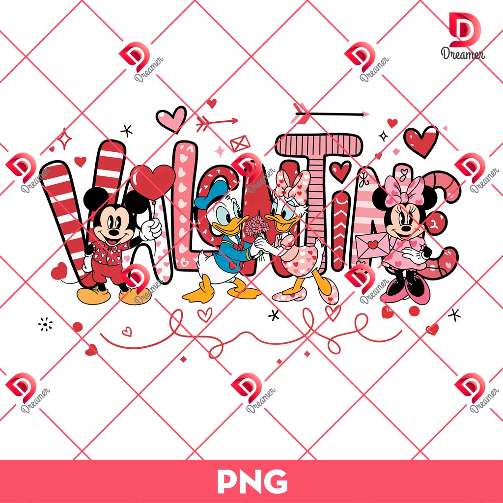 Disney Friends Valentine's Day PNG, Happy Valentine Mickey Friends PNG