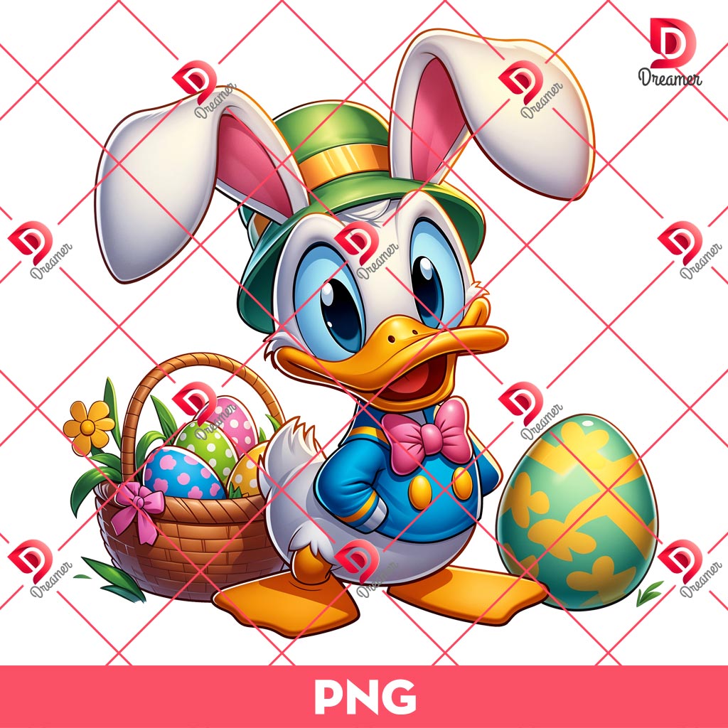 Donald Duck Easter PNG, Disney Donald Bunny Easter PNG
