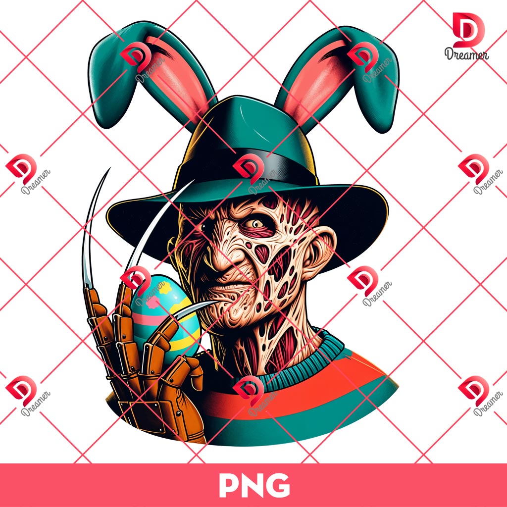 Easter Freddy Krueger PNG, Horror Killer Bunny Easter PNG, Horror Freddy Bunny Easter PNG