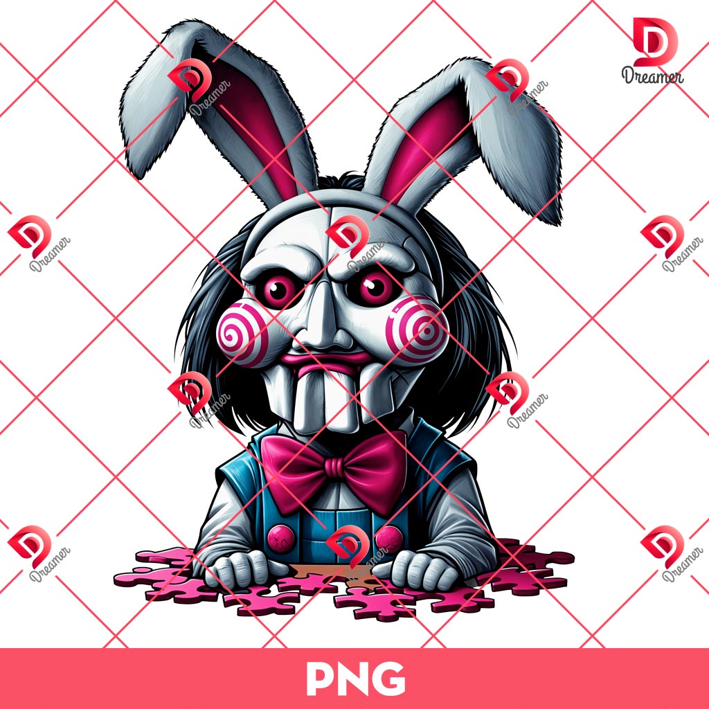 Easter Jigsaw Billy PNG, Billy The Puppet Easter PNG, Horror Jigsaw Bunny Easter PNG