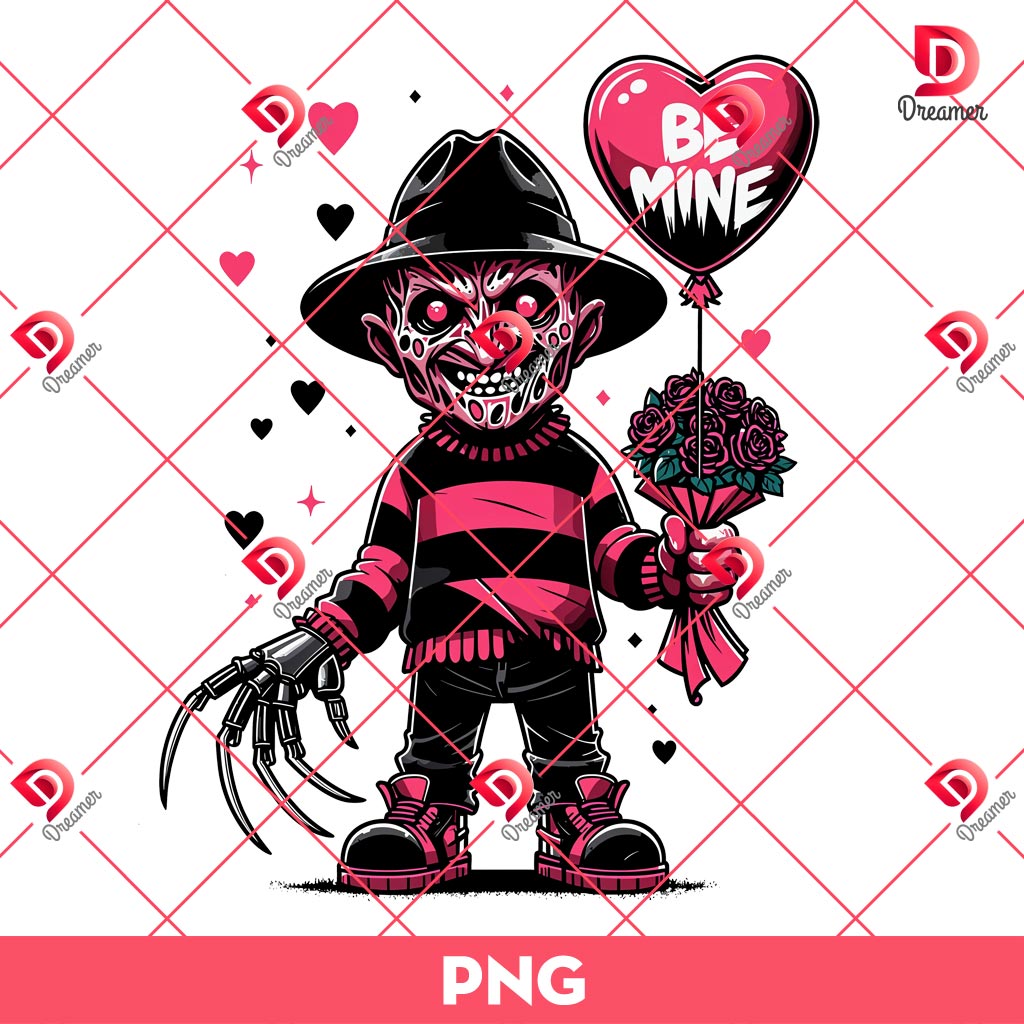 Freddy Krueger Be Mine Valentine PNG, Horror Killers Valentines Day PNG