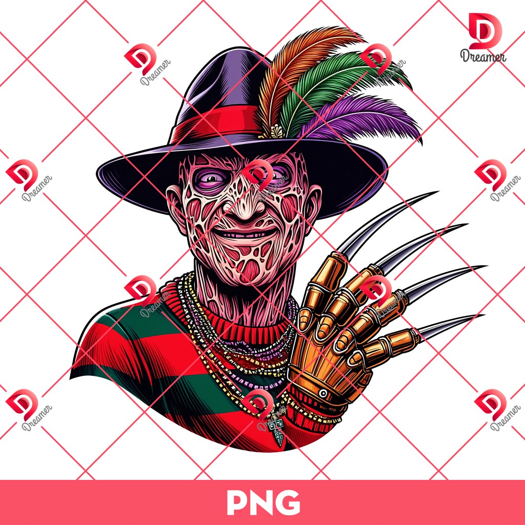 Freddy Krueger Mardi Gras PNG, Horror Killer Mardi Gras Krueger PNG