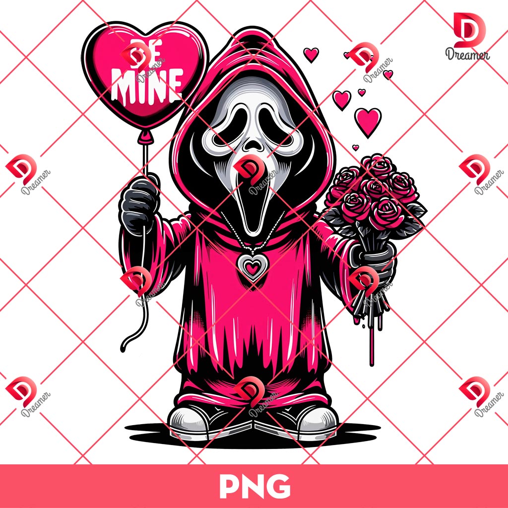 Ghostface Be Mine Valentine PNG, Horror Killers Ghostface Scream Valentines Day PNG