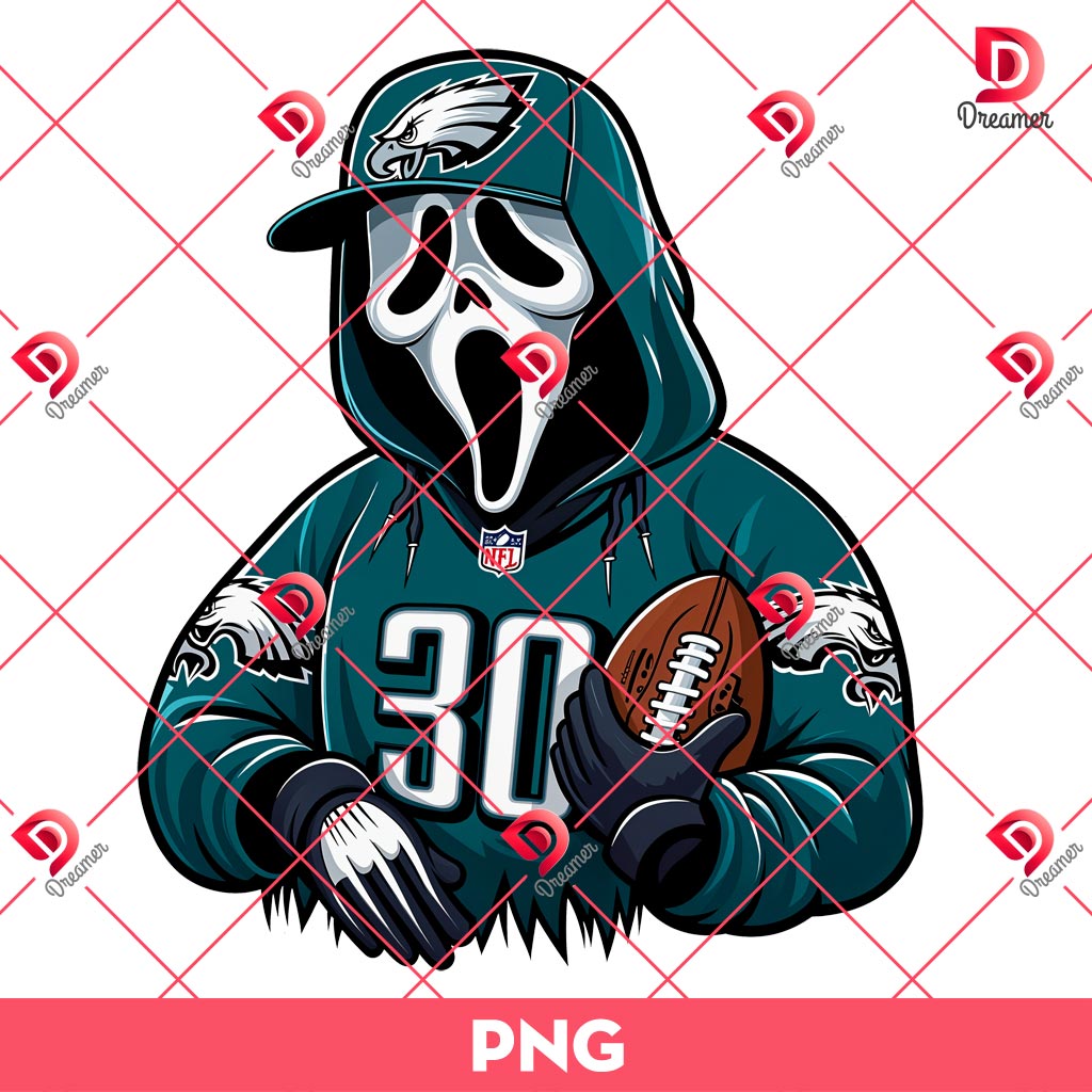 Ghostface Scream Eagles Football PNG, Philadelphia Eagles Horror Character PNG