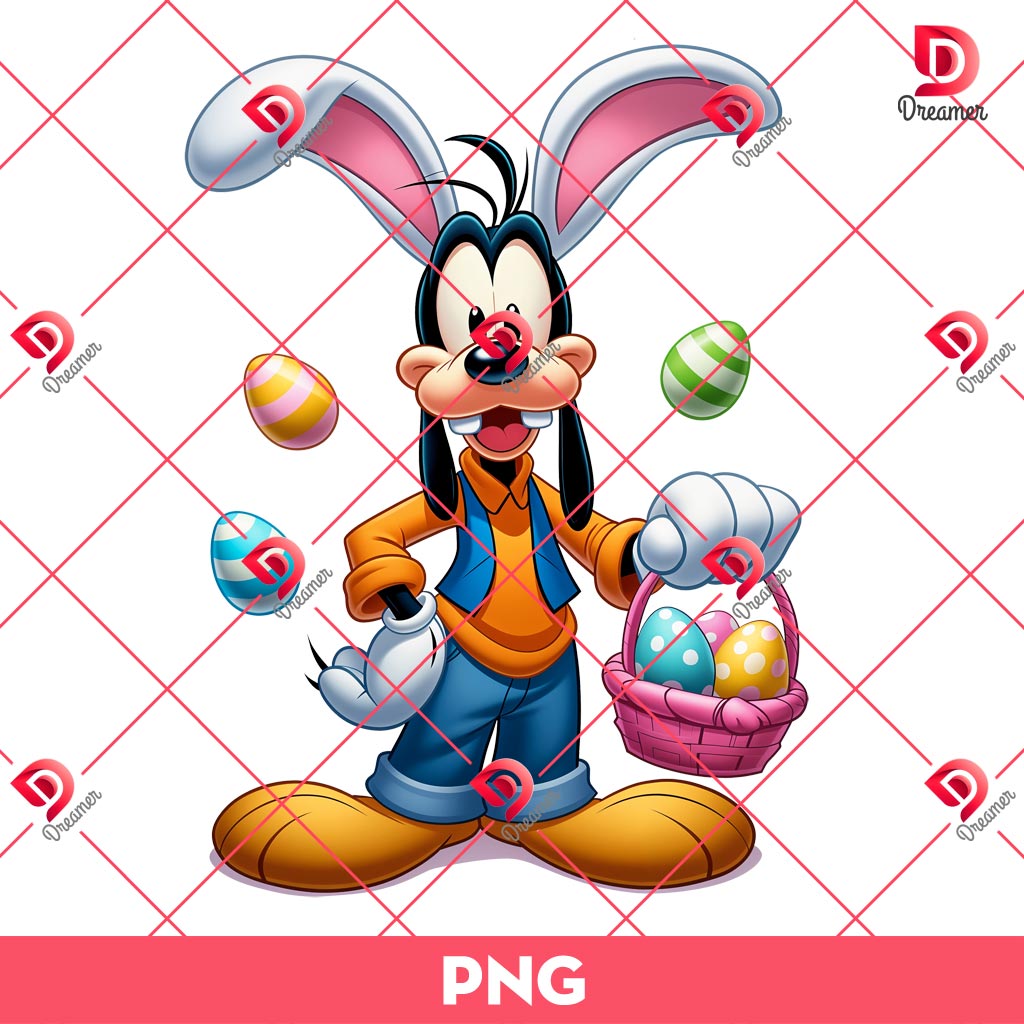 Goofy Dog Easter PNG, Disney Goofy Bunny Easter PNG