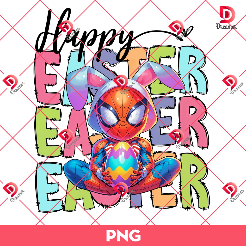 Happy Easter Spiderman PNG, Cute Spiderman Easter PNG, Superhero Bunny Easter PNG