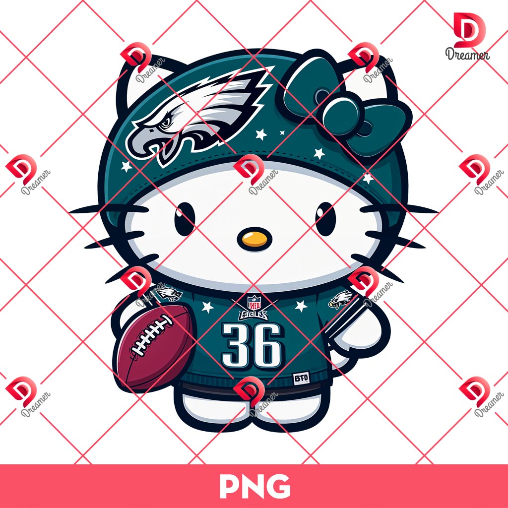 Hello Kitty Eagles Football PNG, Philadelphia Eagles NFL Hello Kitty PNG