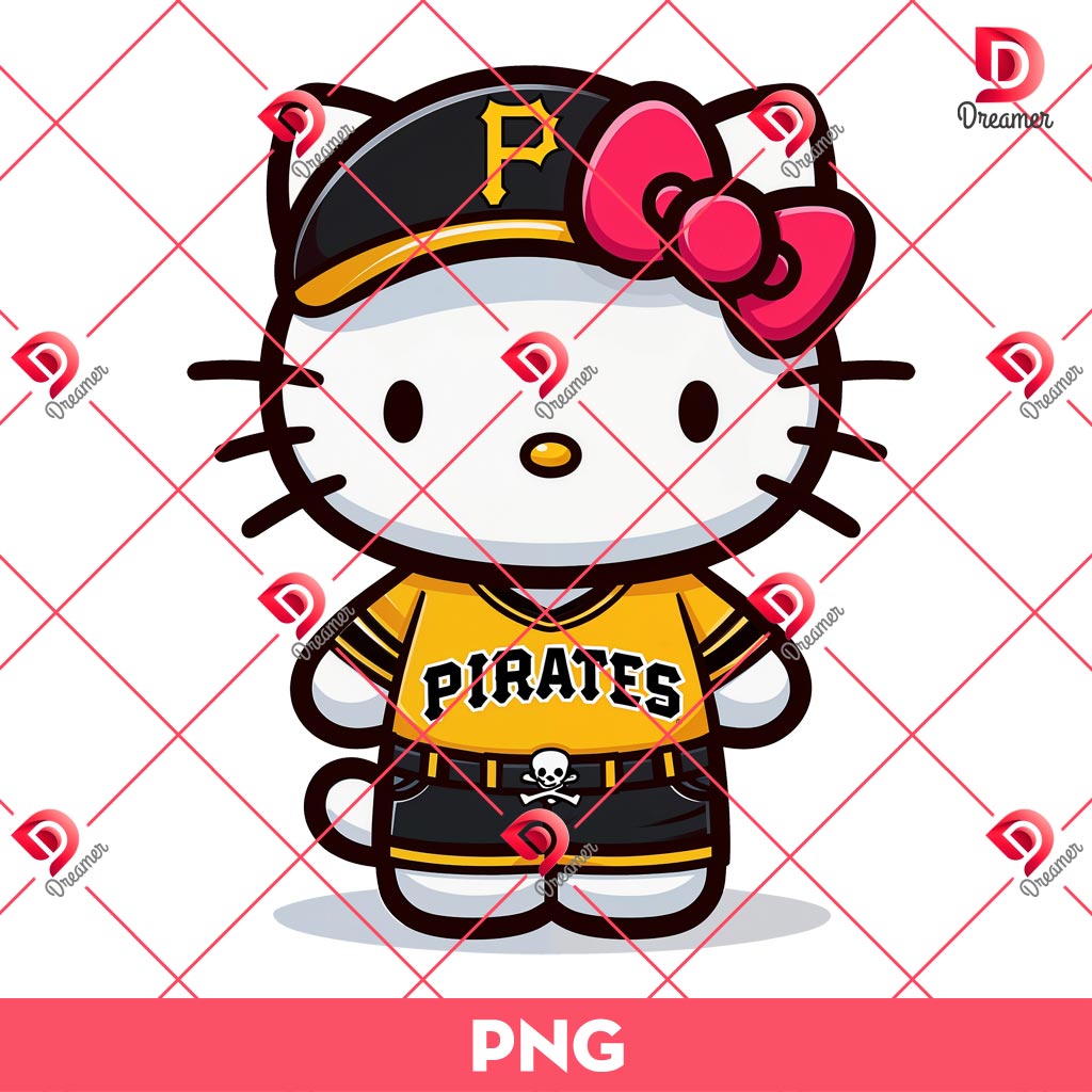 Hello Kitty Pittsburgh Pirates Baseball PNG, MLB Sport Hello Kitty Pirates PNG