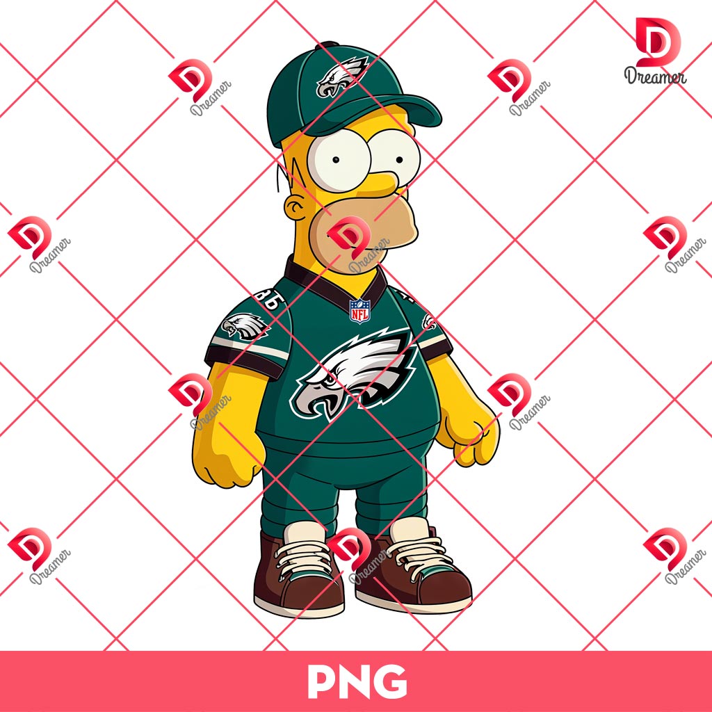 Homer Simpson Eagles Football PNG, Philadelphia Eagles The Simpson Cartoon PNG