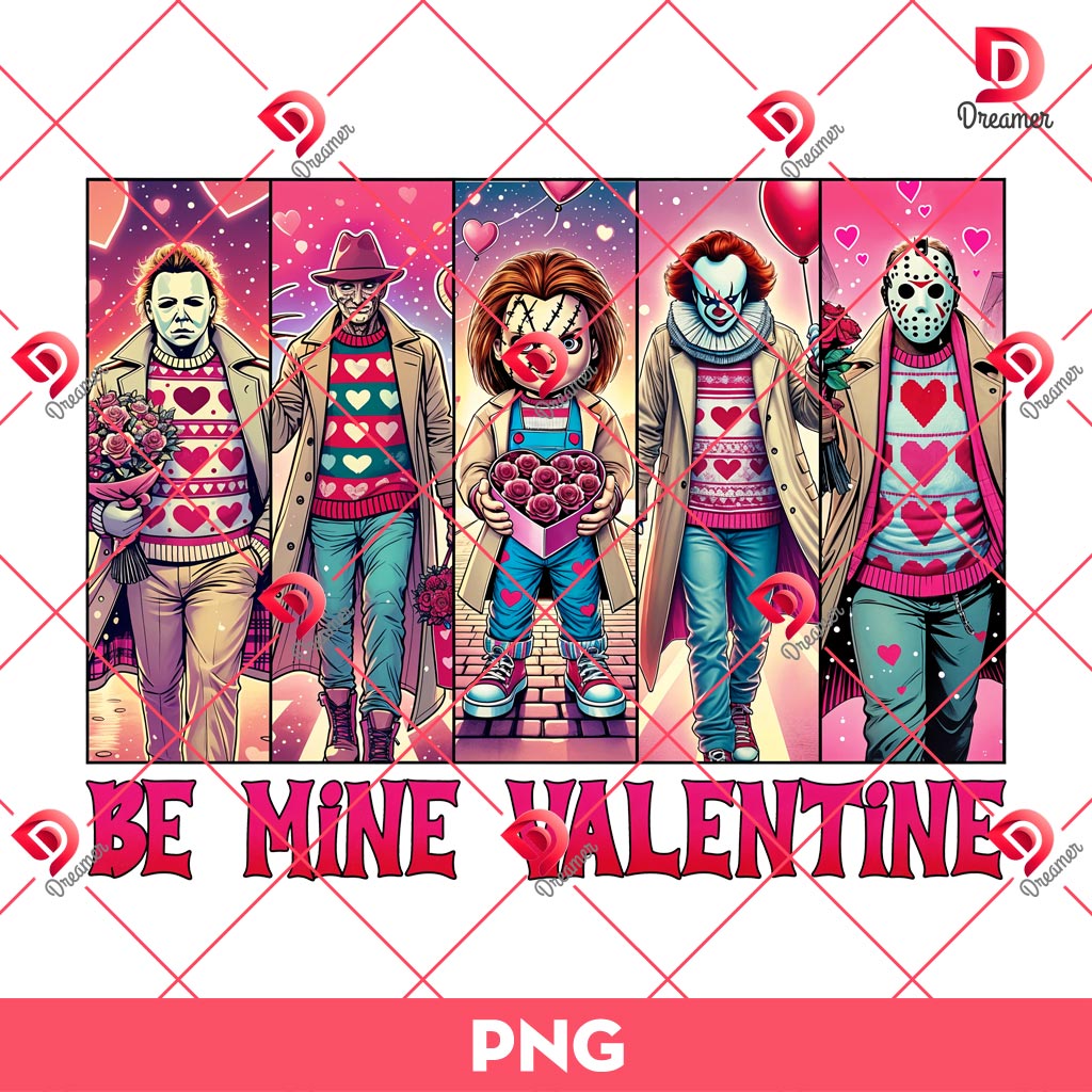 Horror Friends Be Mine Valentine PNG, Horror Killers Be Mine Valentine PNG