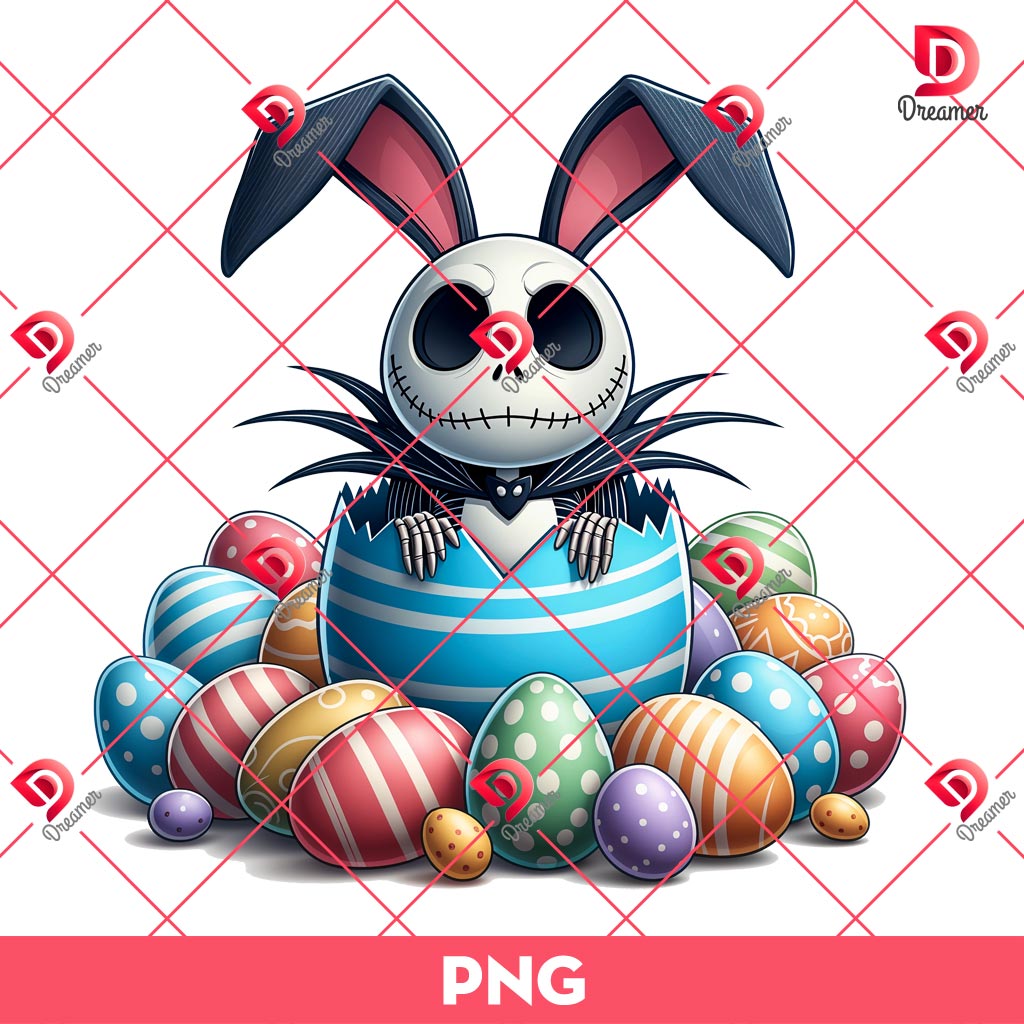 Jack Skellington And Easter Eggs PNG, Easter Horror Movie Character PNG