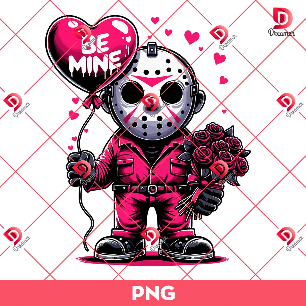 Jason Voorhees Be Mine Valentine PNG, Horror Killers Valentines Day PNG