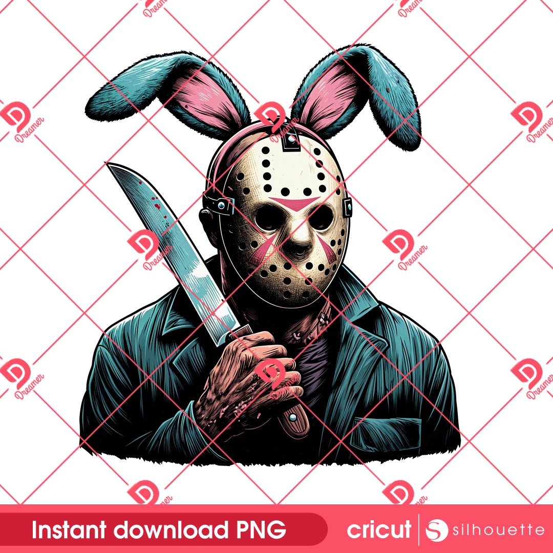 Jason Voorhees Bunny Easter PNG, Happy Easter Horror Killer PNG