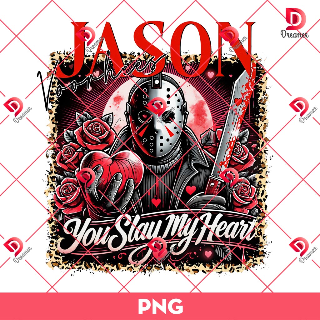 Jason Voorhees Valentine PNG, You Slay My Heart PNG, Horror Valentine PNG