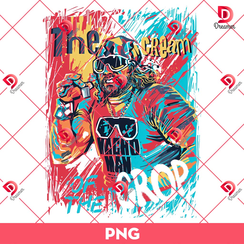 Macho Cream Of Crop Colorful PNG Design, Funny Macho Oh Yeah Retro PNG Design